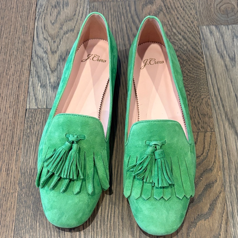 J. Crew Vibrant Green Tassel Loafers